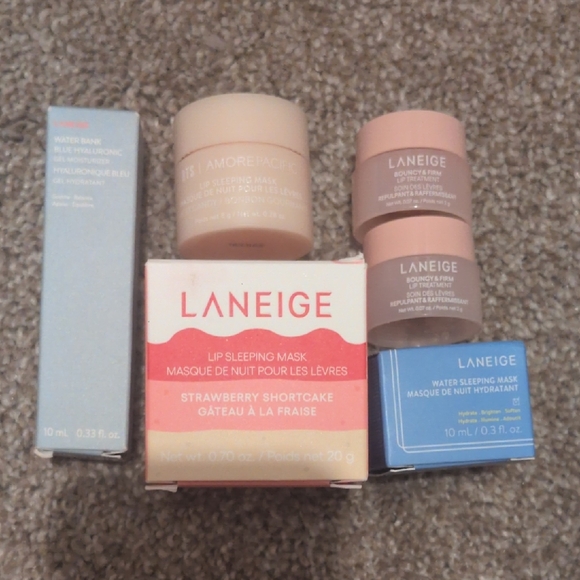 LANEIGE Skincare Set Featuring FULL SIZE NEW STRAWBERRY SHORTCAKE LIP MASK - Picture 1 of 4